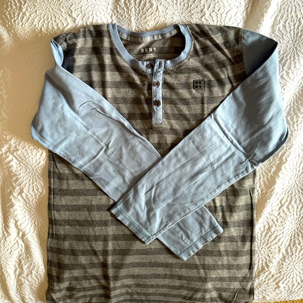 DNKY 3 button boys striped long sleeve size L(14-16)